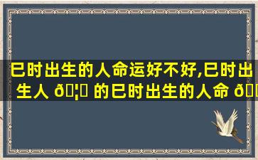 巳时出生的人命运好不好,巳时出生人 🦟 的巳时出生的人命 🐈 运解析